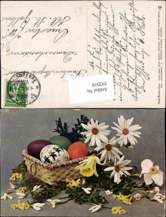 392019,Ostern Korb Ostereier Eier Blumen Margeriten Narzissen Schneeglöckchen