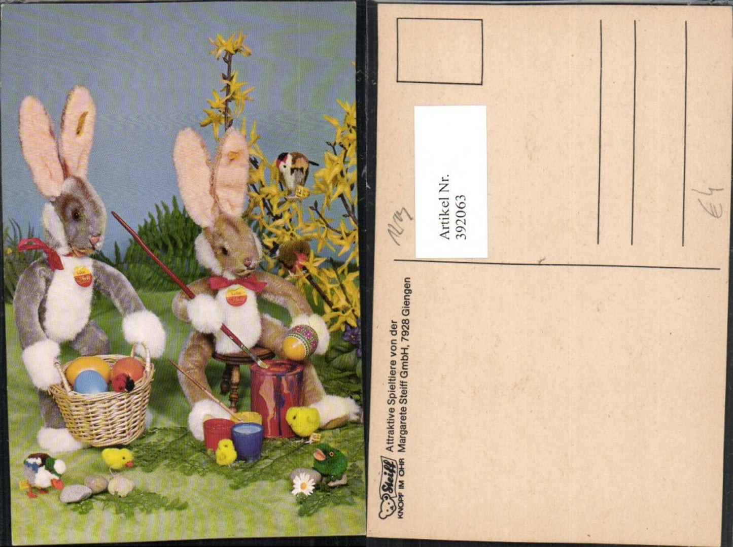 392063, Easter toys, stuffed animals, Easter bunnies, rabbits, for painting, eggs, chicks, Steiff GmbH