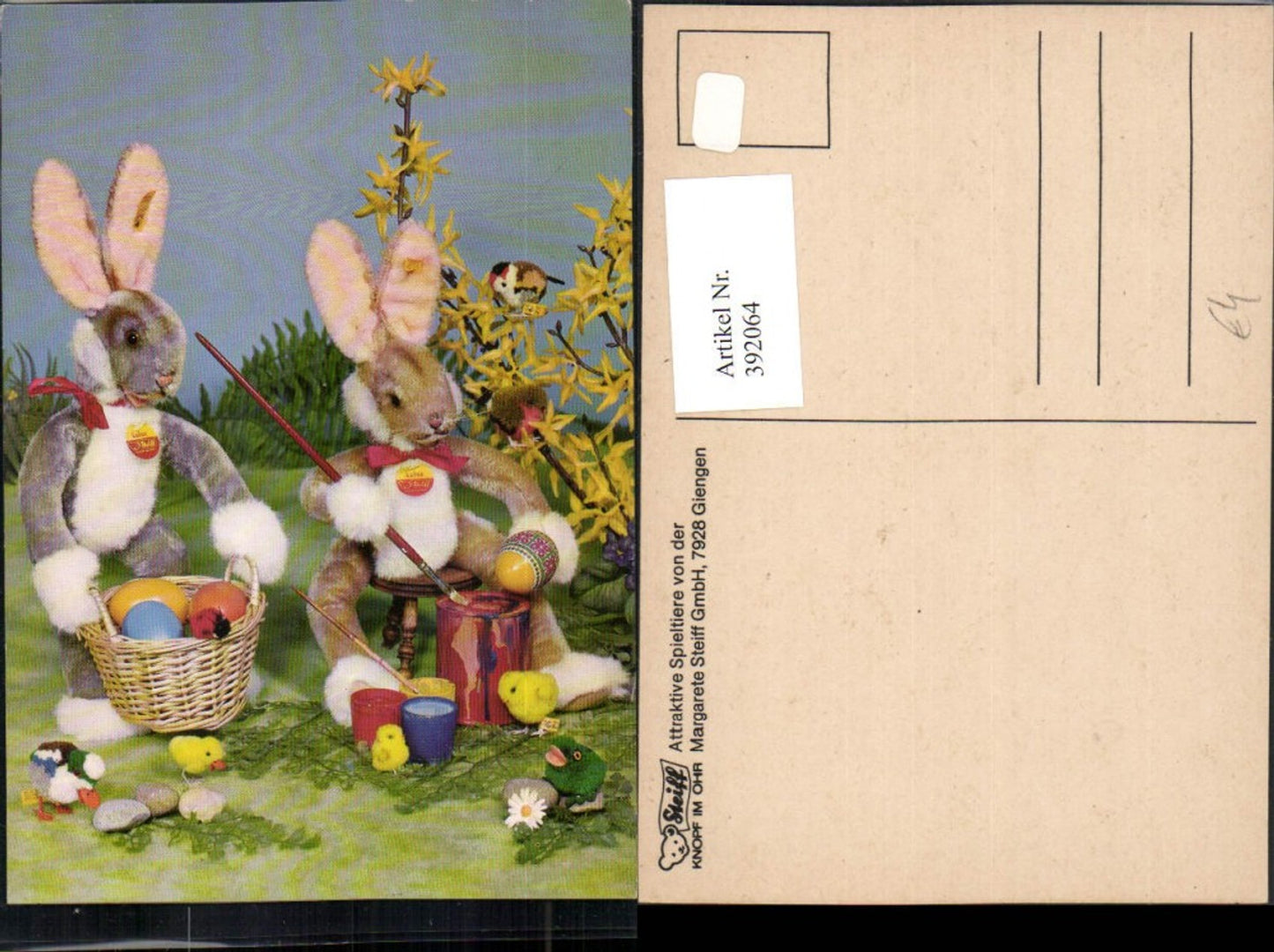 392064, Easter toys, stuffed animals, Easter bunnies, rabbits, painting, eggs, chicks, Steiff GmbH