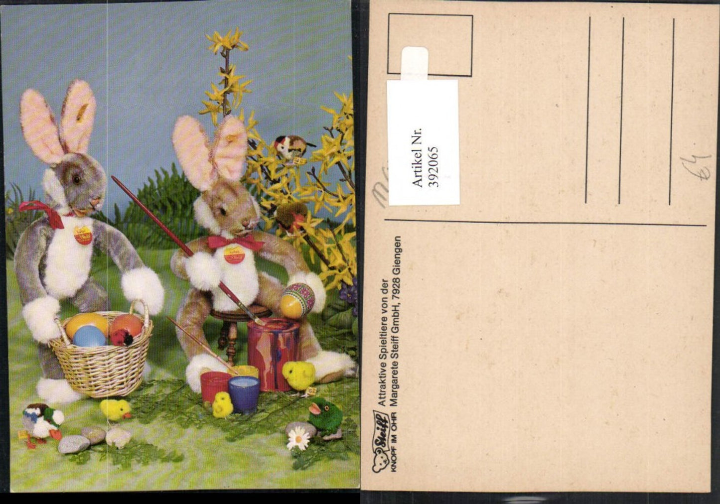 392065, Easter toys, stuffed animals, Easter bunnies, rabbits, painting, eggs, chicks, Steiff GmbH