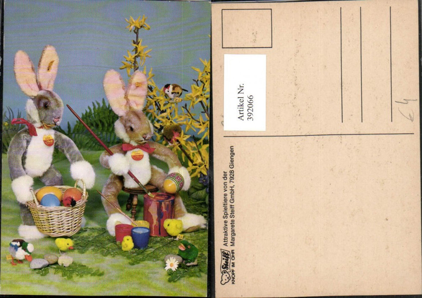 392066, Easter toys, stuffed animals, Easter bunnies, rabbits, painting, eggs, chicks, Steiff GmbH