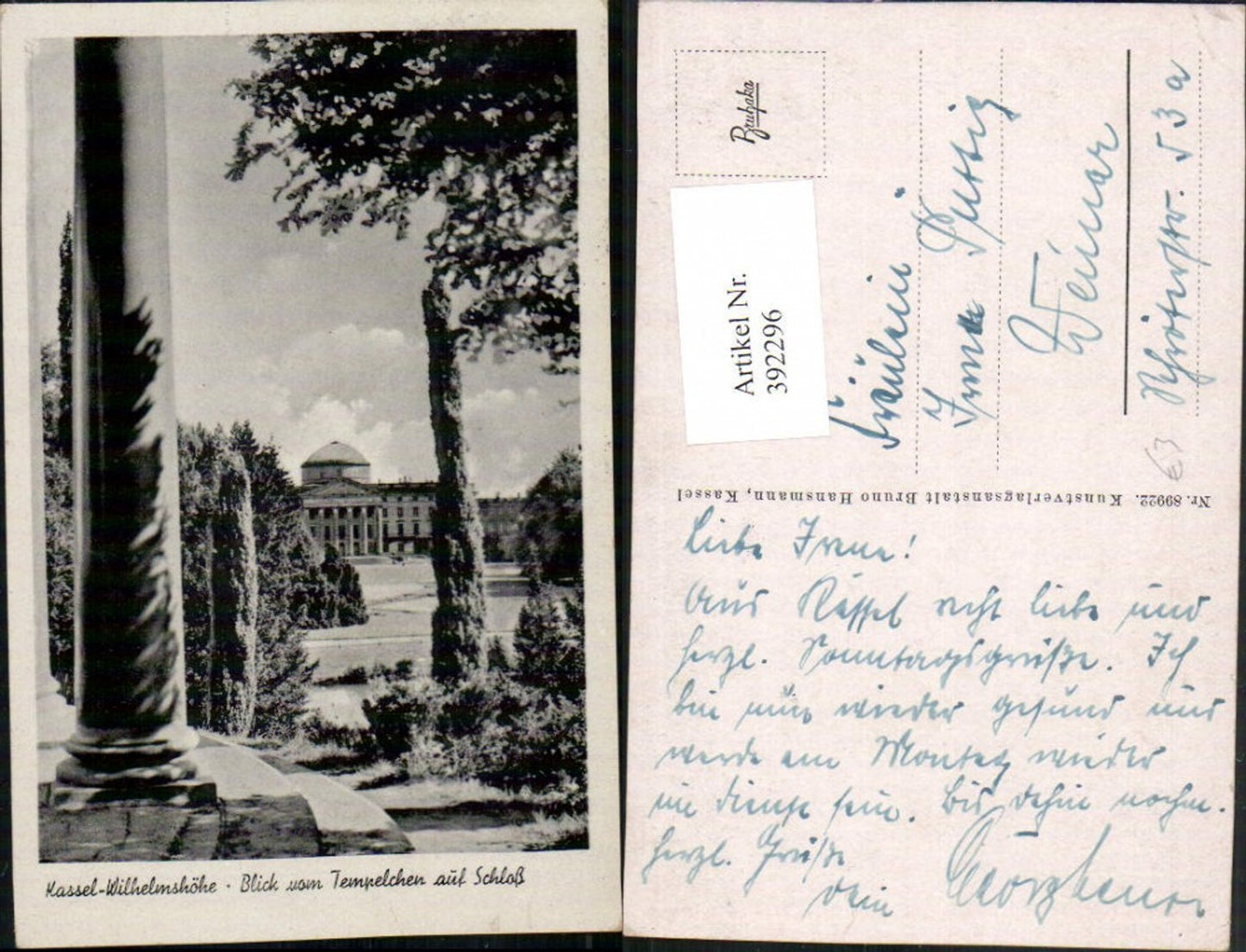 392296,Kassel Wilhelmshöhe Blick vom Tempelchen auf Schloss