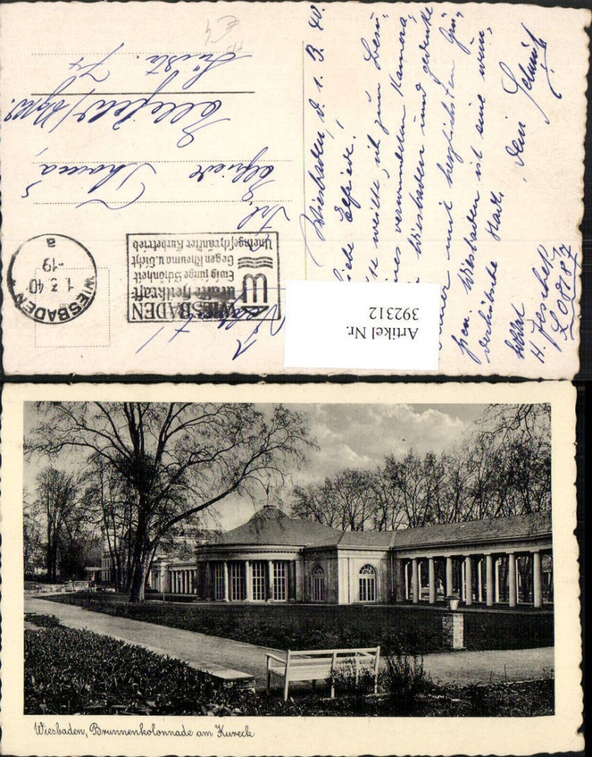 392312,Wiesbaden Brunnenkolonnade am Kureck Feldpost Nr. L08187