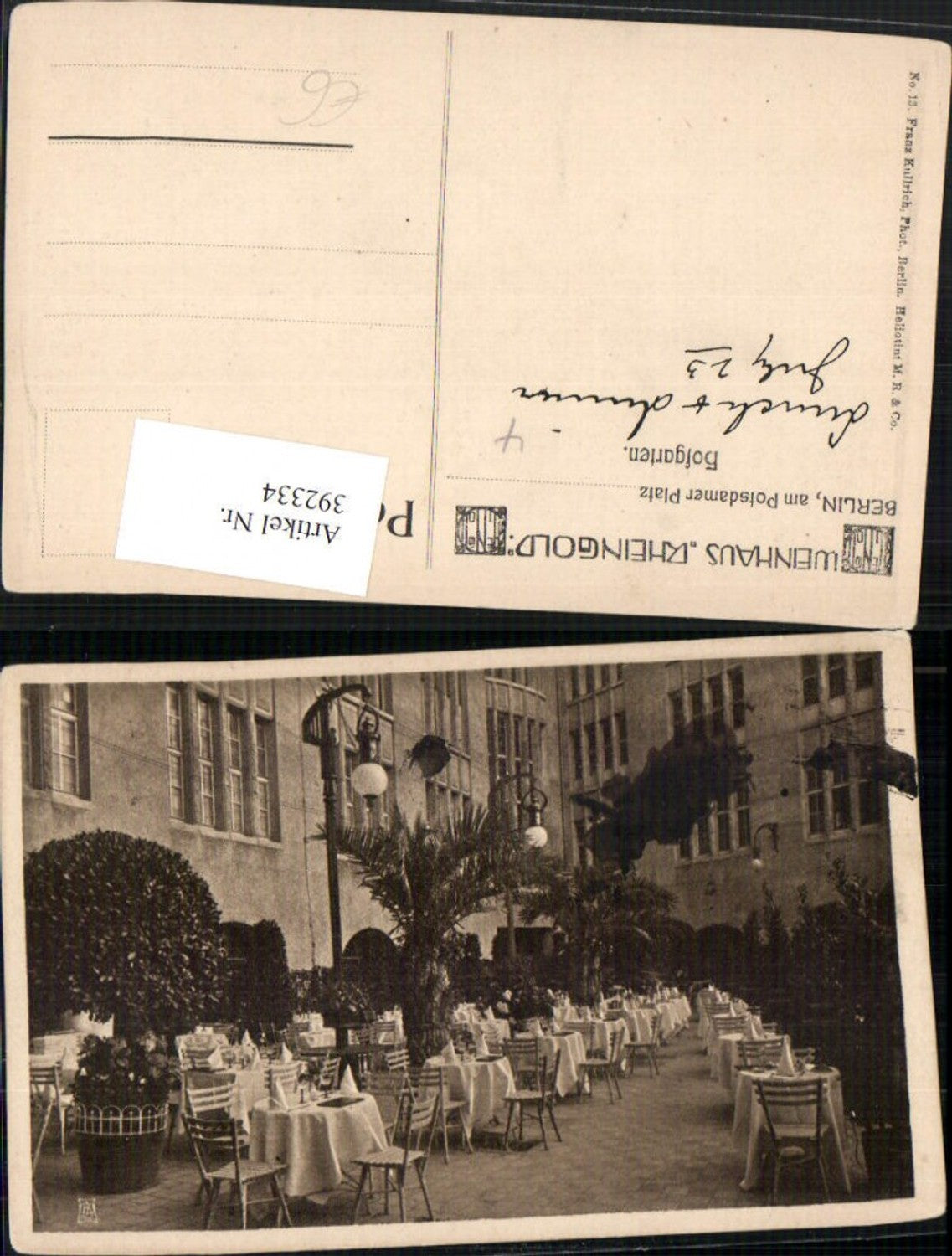 392334,Berlin Potsdamer Platz Weinhaus Rheingold Hofgarten Gastgarten