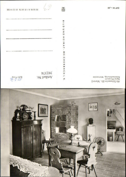 392374,Alt Schwerin Agrar-Museum Katenwohnung Wohnstube Innenansicht
