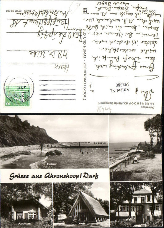 392380,Ostseebad Ahrenshoop Kirche Hotel Kunstkaten Steilküste Strand Mehrbildkarte