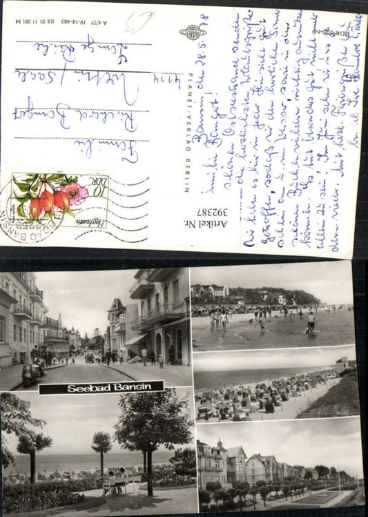 392387,Seebad Bansin Straßenansicht Strand Strandleben Mehrbildkarte