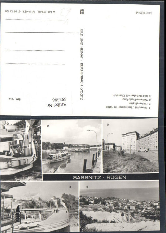 392396,Sassnitz auf Rügen Teilansicht Fährschiff Trelleborg Hafen Mehrbildkarte pub VEB