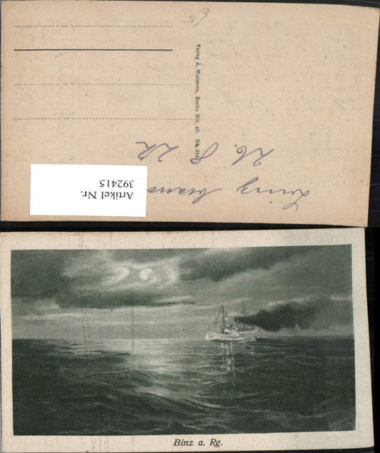 392415,Binz auf Rügen Meer Dampfer Schiff Mondschein