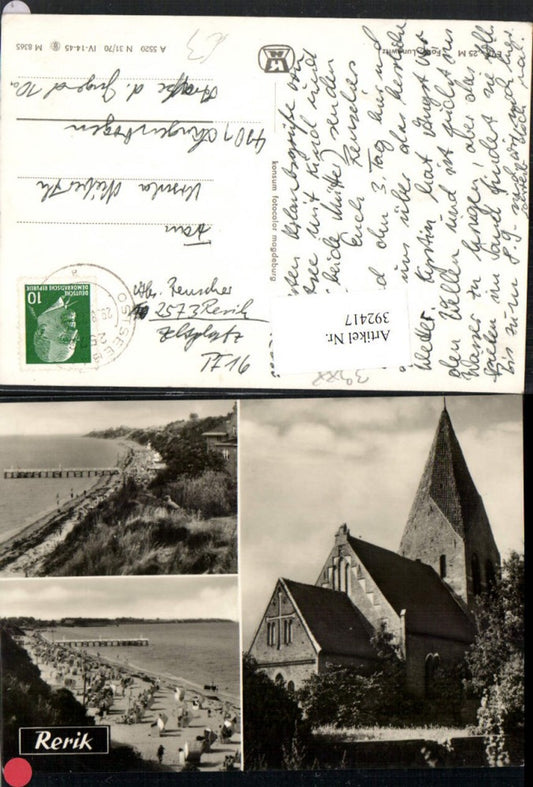 392417,Rerik Kirche Strand Strandleben Steg Mehrbildkarte