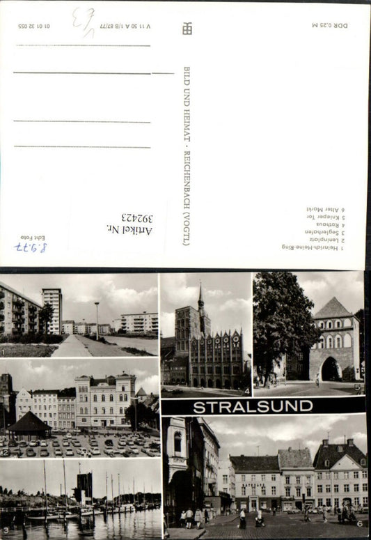 392423,Stralsund Rathaus Alter Markt Knieper-Tor Hafen Mehrbildkarte pub VEB