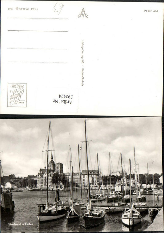 392424,Stralsund Teilansicht Hafen Segelboote Boote