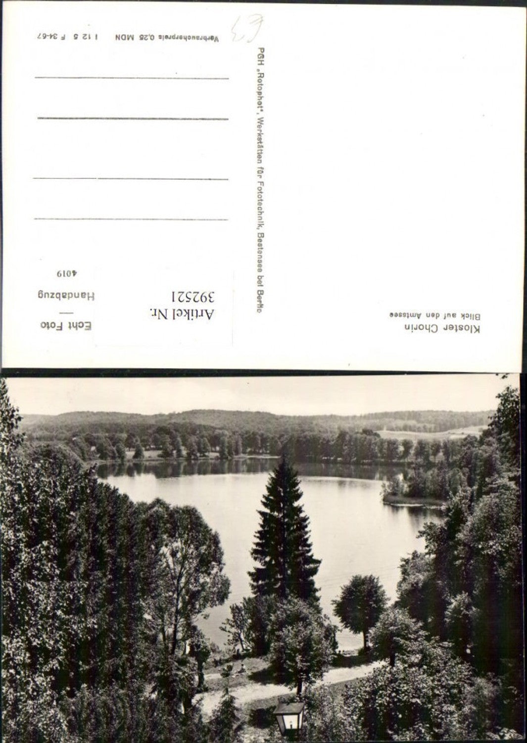 392521,Chorin Kloster Blick auf den Amtssee See