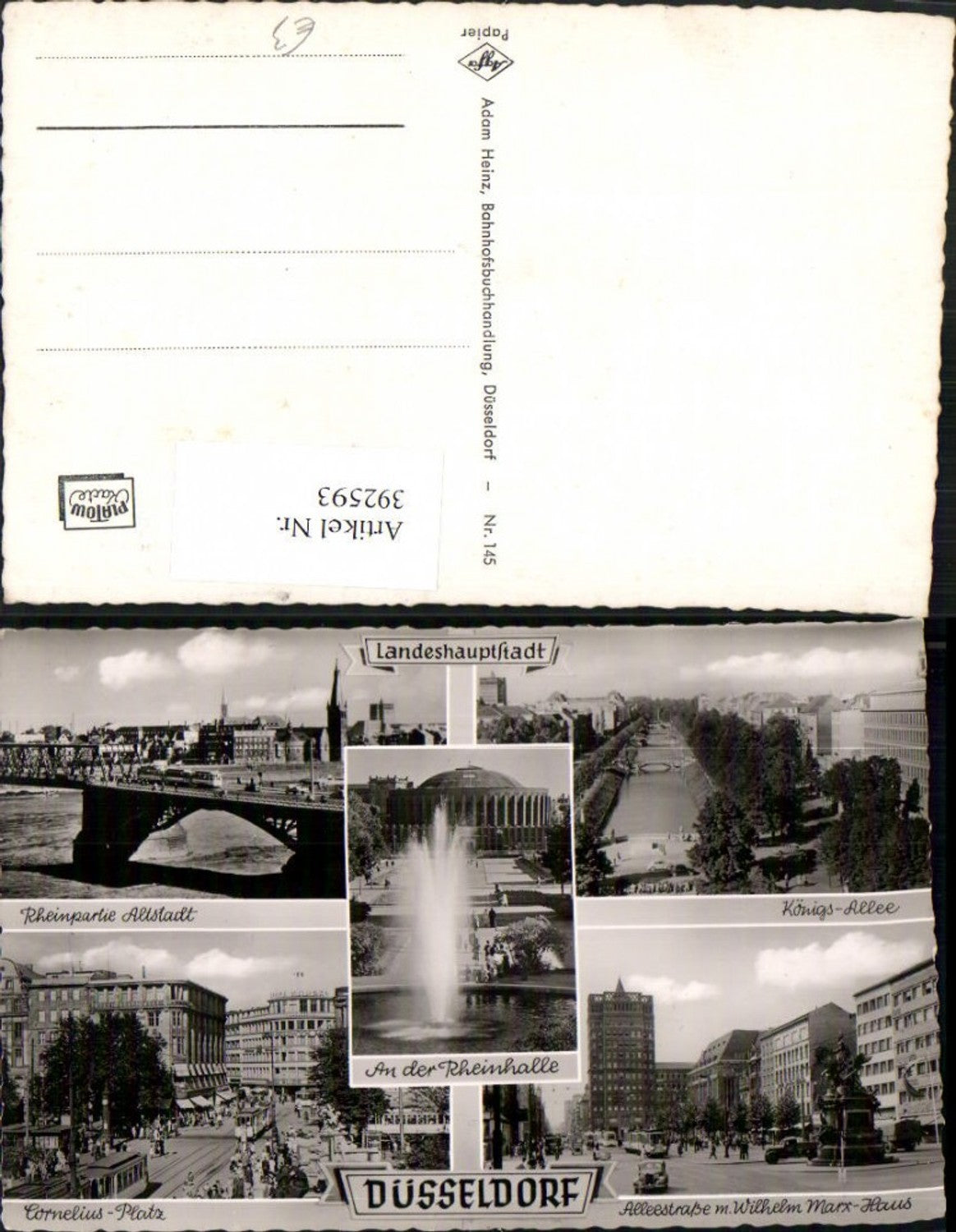 392593,Düsseldorf Teilansicht Brücke Fontäne Königs-Allee Cornelius-Platz Mehrbildkarte