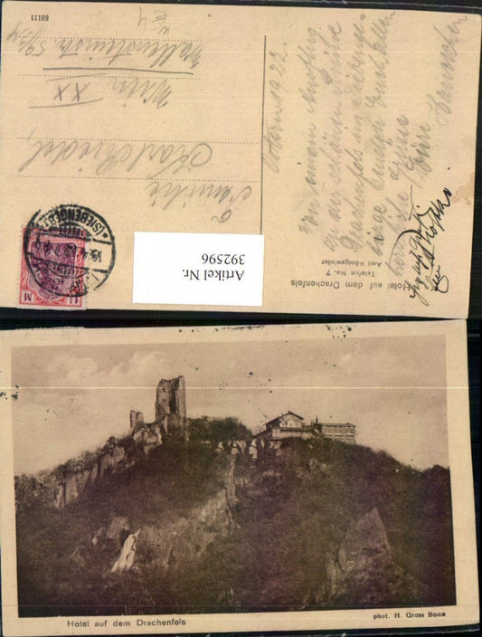 392596,Königswinter am Rhein Hotel auf dem Drachenfels m. Ruine