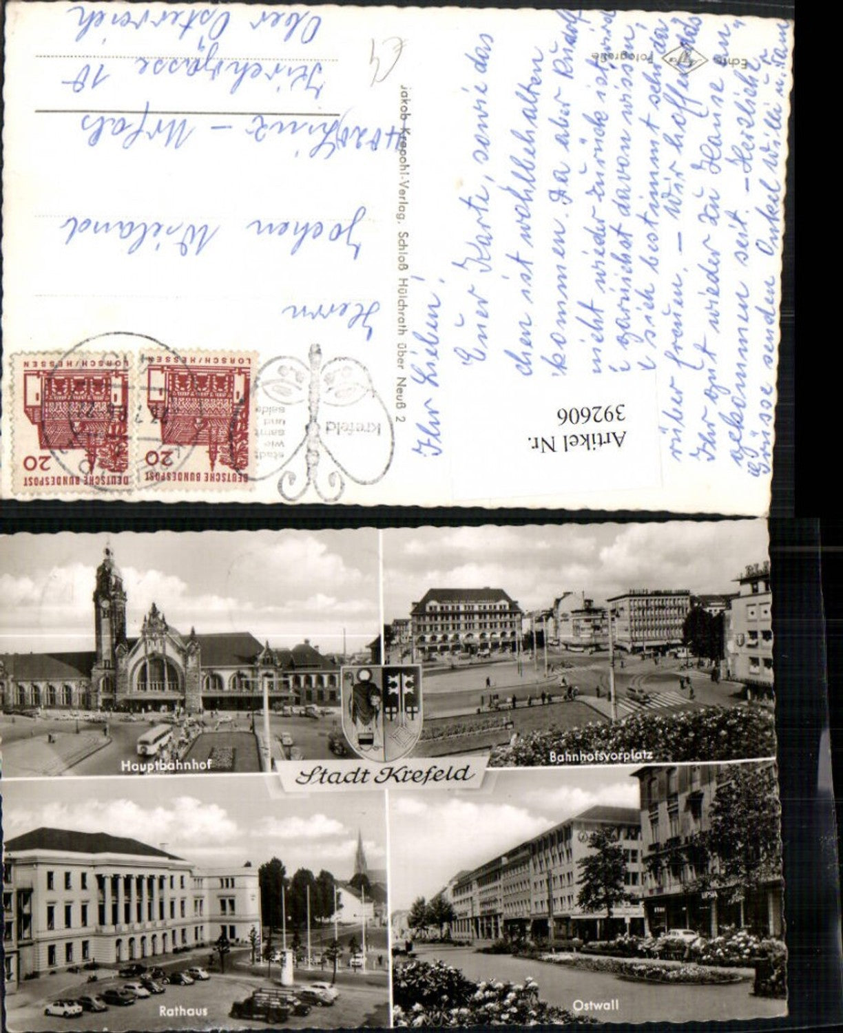 392606,Krefeld Hauptbahnhof Bahnhof Ostwall Rathaus Mehrbildkarte