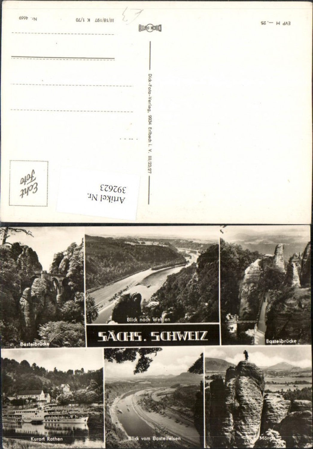 392623,Sächsische Schweiz Basteibrücke Brücke Mönch Wehlen Rathen Mehrbildkarte