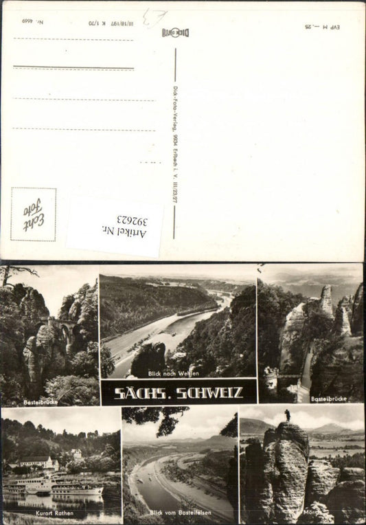 392623,Sächsische Schweiz Basteibrücke Brücke Mönch Wehlen Rathen Mehrbildkarte