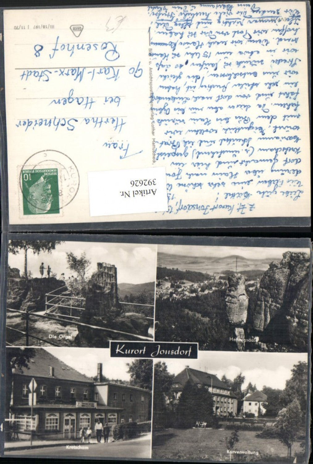 392626,Jonsdorf Kretscham Orgel Felsen Hennigsäule Mehrbildkarte