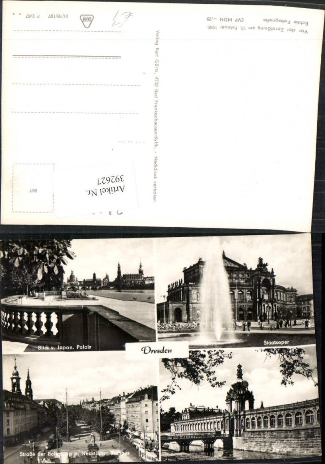 392627,Dresden Staatsoper Oper Zwinger Neustädter Rathaus Mehrbildkarte