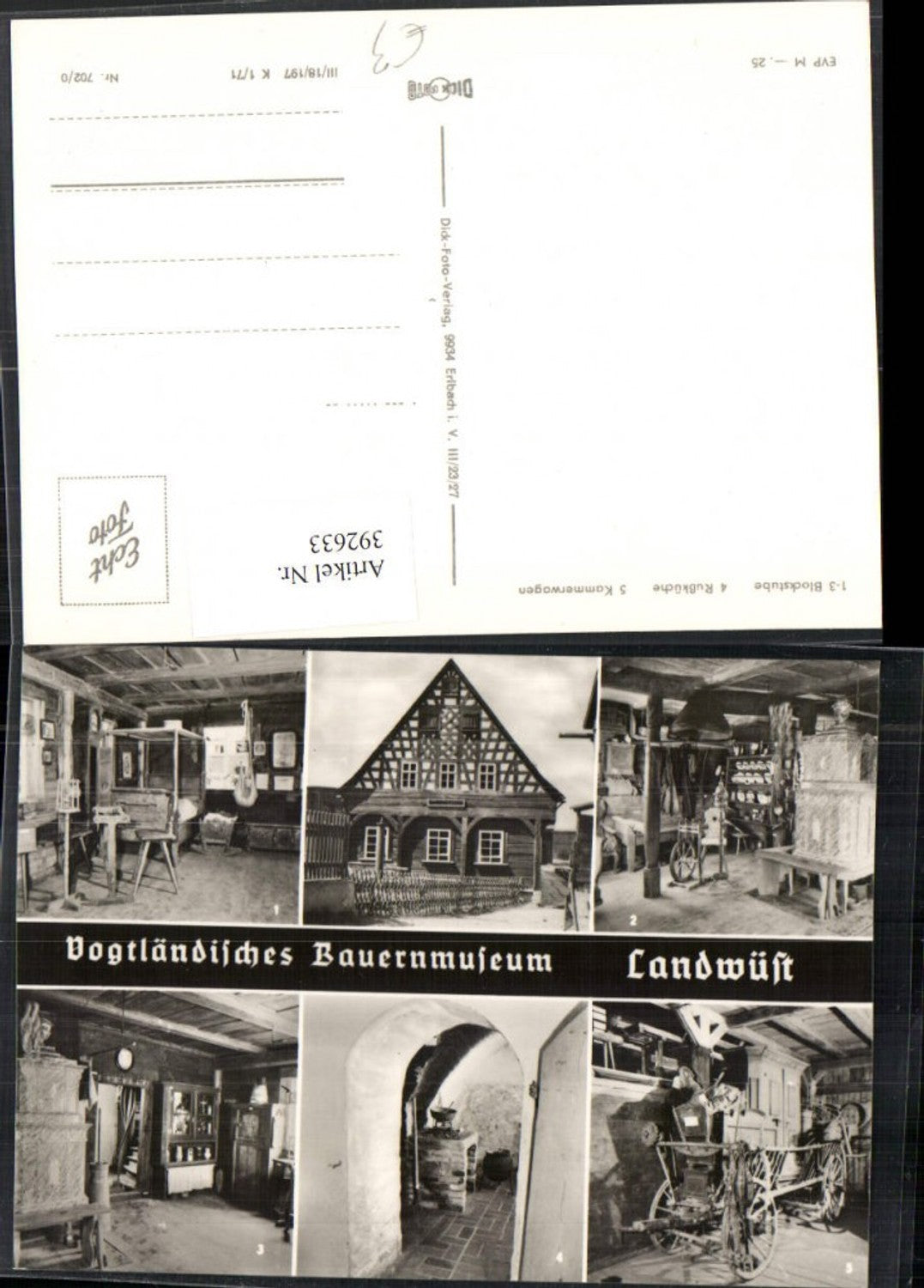 392633,Landwüst Vogtländisches Bauernmuseum Blockstube Rußküche Mehrbildkarte
