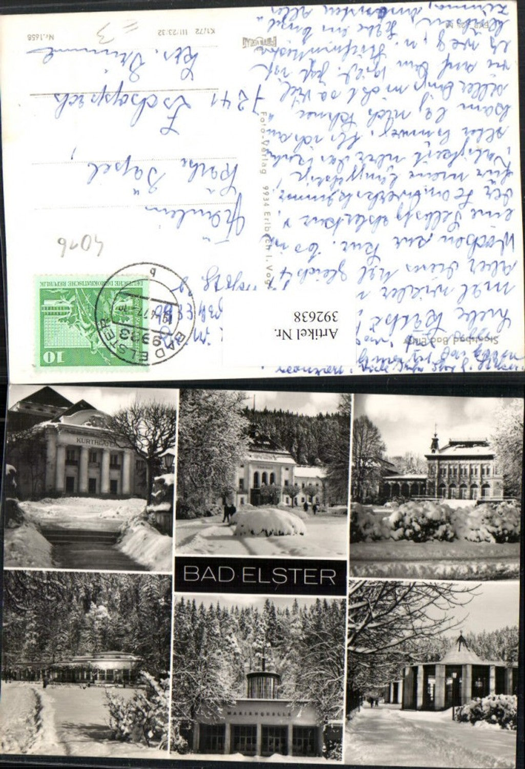 392638,Bad Elster Badehaus Marienquelle Kurtheater Mehrbildkarte Winterbilder