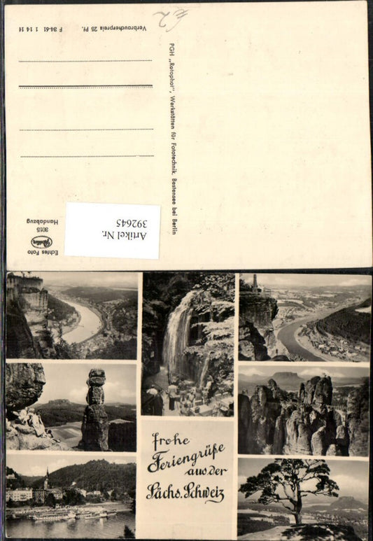 392645,Sächsische Schweiz Basteibrücke Brücke Wasserfall b. Rathen Mehrbildkarte