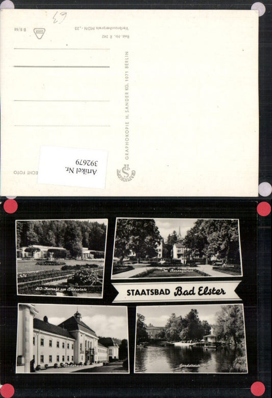 392679,Bad Elster Rosengarten Badehaus Gondelteich Mehrbildkarte