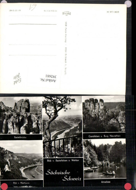 392681,Sächsische Schweiz Basteibrücke Brücke Amselsee Gansfelsen b. Wehlen Mehrbildkarte