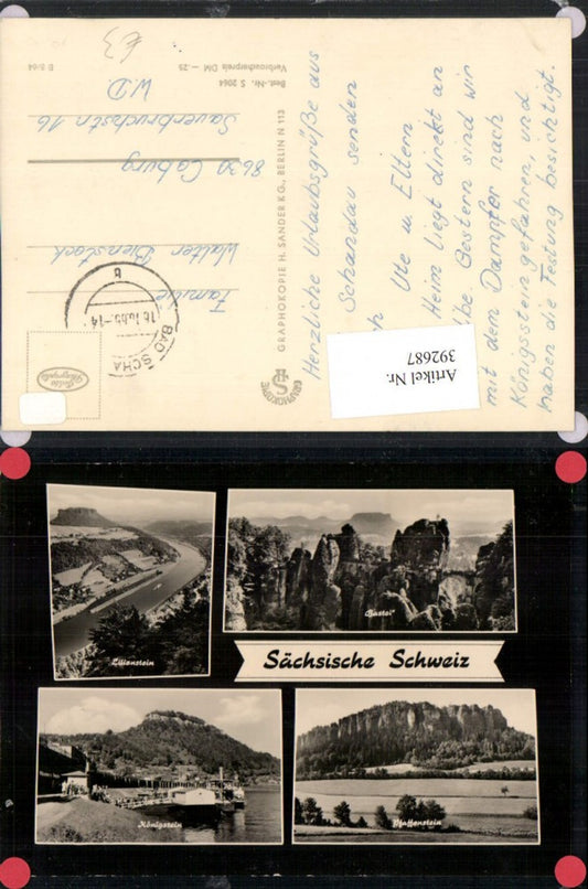 392687,Sächsische Schweiz Königstein Bastei Pfaffenstein Mehrbildkarte