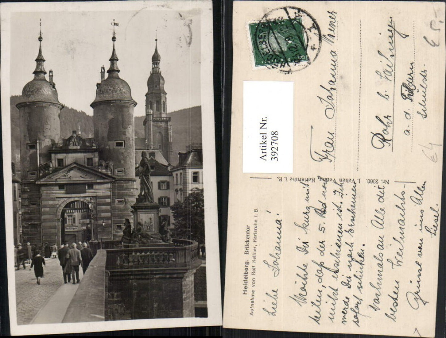 392708, Heidelberg Bridge Gate Towers Statue Monument