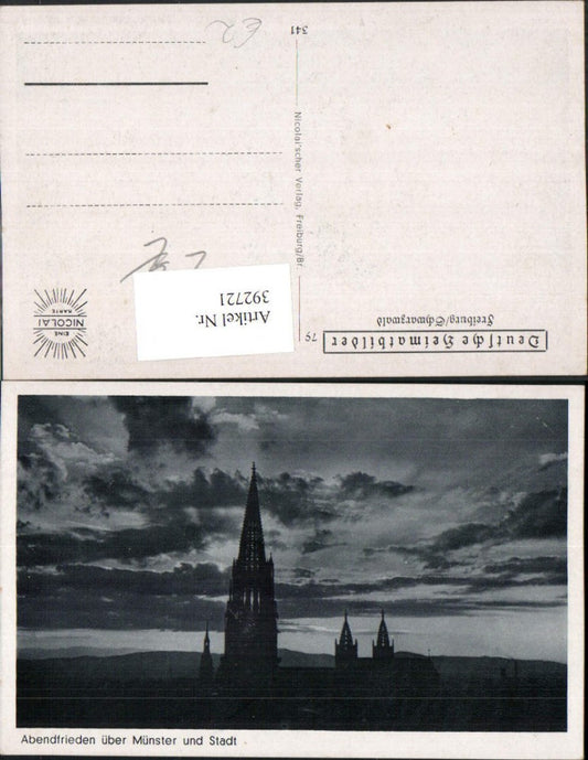 392721, Freiburg im Breisgau Evening peace over Münster Church and city