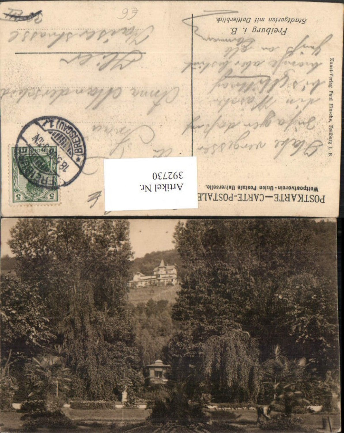 392730,Freiburg im Breisgau Stadtgarten m. Dattlerblick