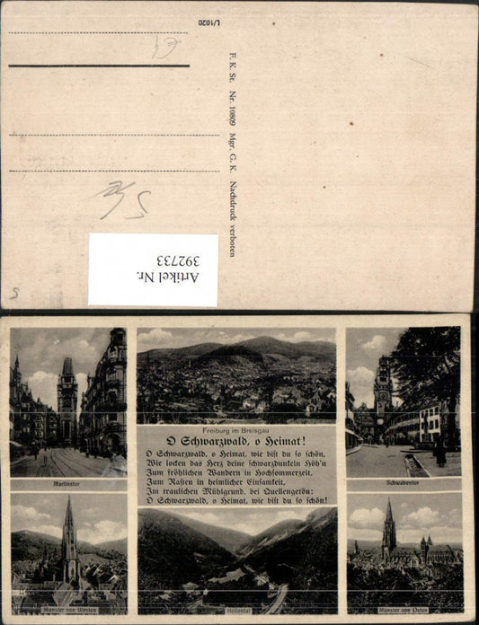 392733, Freiburg im Breisgau, Martinstor, Münster, Church, Schwabentor, multi-view postcard