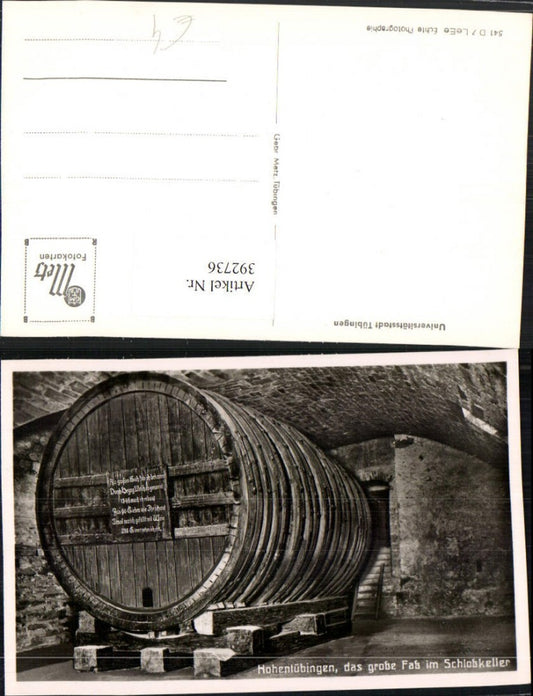 392736, Tübingen Hohentübingen Castle Castle Cellar The large barrel Wine barrel