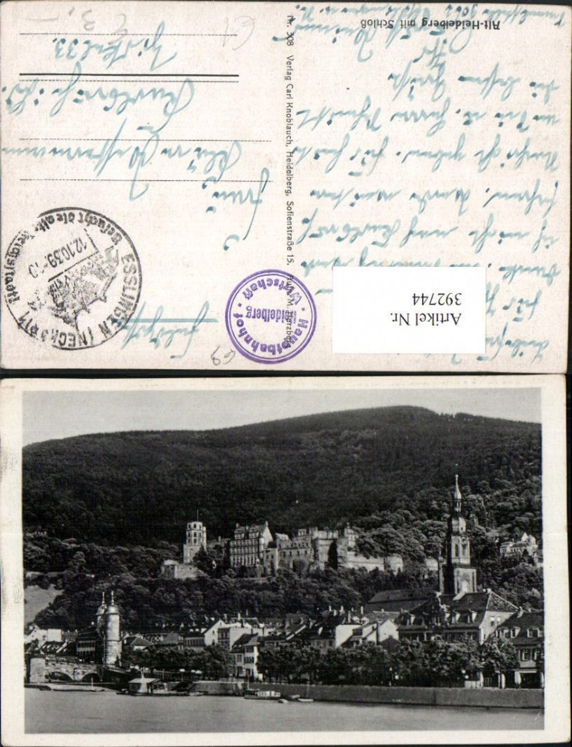 392744,Alt-Heidelberg Teilansicht m. Schloss