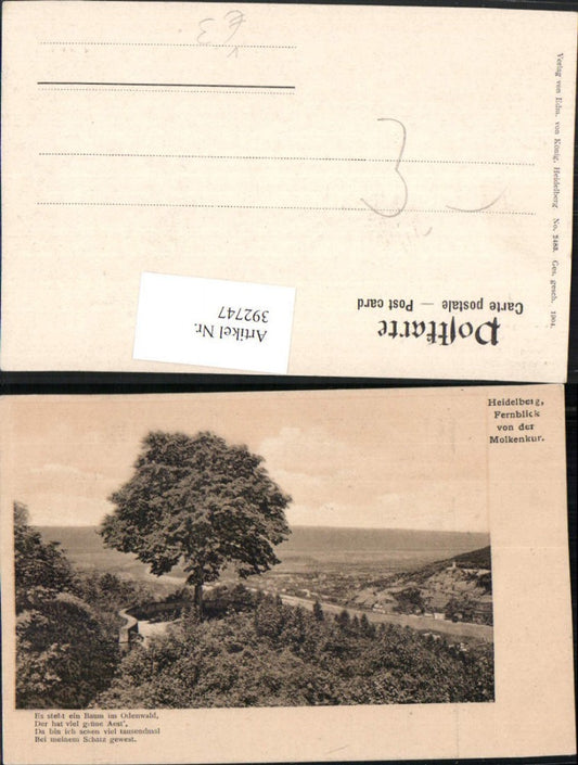 392747, Heidelberg, distant view from the Molkenkur, Baum pub, Edmund von König 2483