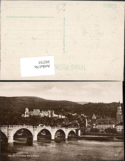 392755, Heidelberg Partial view Neckar Bridge Bridge with castle pub Trinks 21