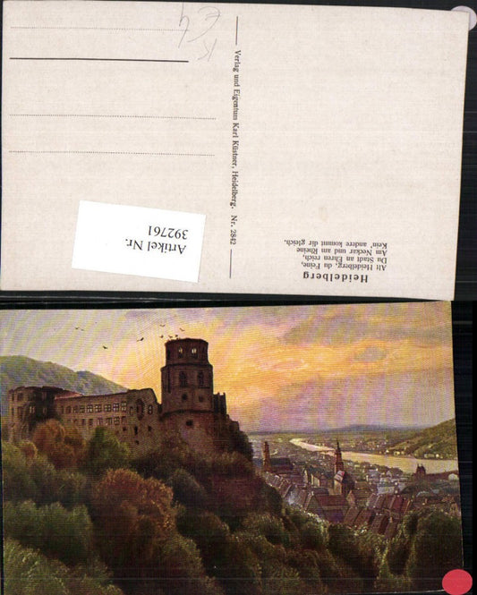 392761, Artist AK Heidelberg Partial view with castle