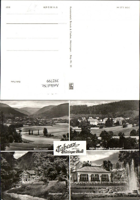 392799,Tabarz Totale Ferienheim Massemühle Kurpark Lesehalle Mehrbildkarte