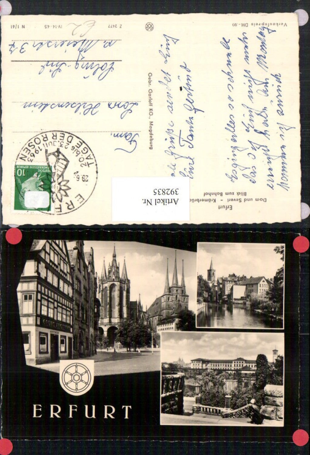 392835,Erfurt Dom und Severi Kirche Bahnhof Mehrbildkarte