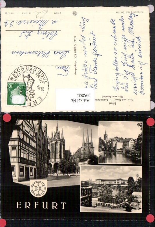 392835,Erfurt Dom und Severi Kirche Bahnhof Mehrbildkarte