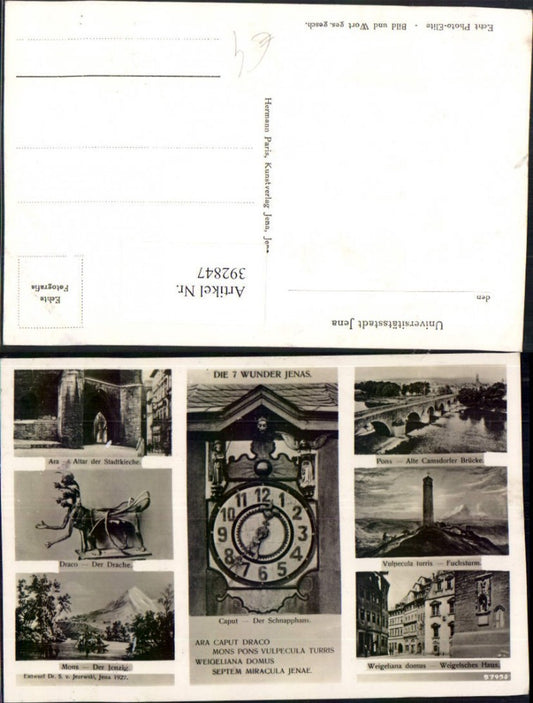 392847, Jena Schnapphans Clock Fox Tower Dragon Jenzig Multi-image postcard
