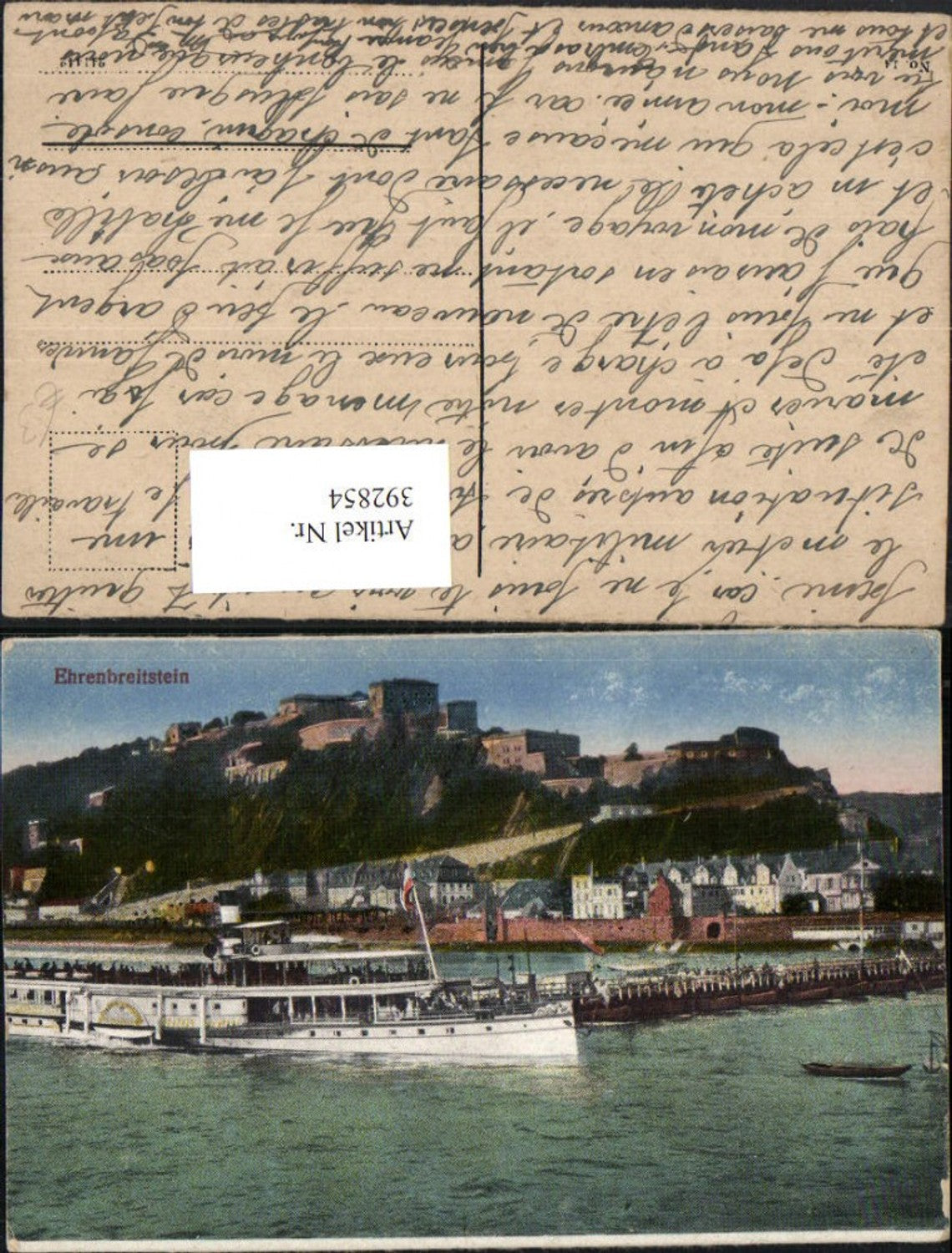 392854,Koblenz am Rhein Festung Ehrenbreitstein Dampfer