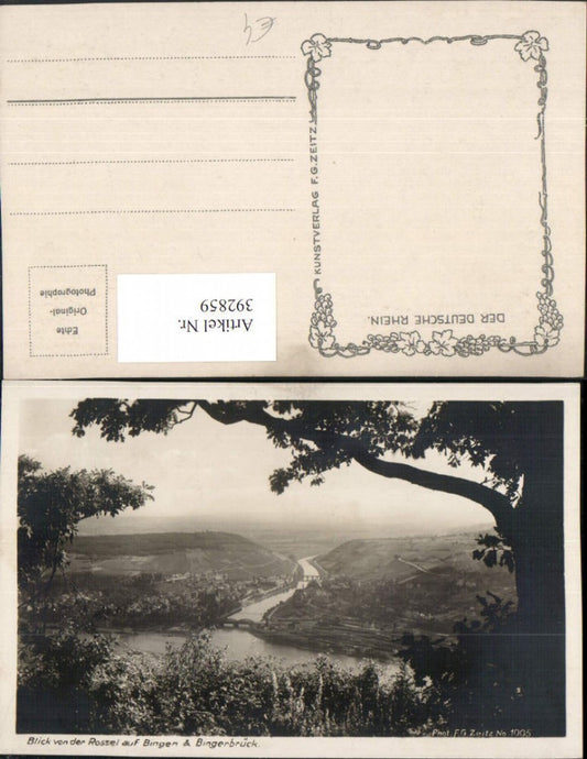 392859,Blick von d. Rossel auf Bingen u. Bingerbrück am Rhein Totale