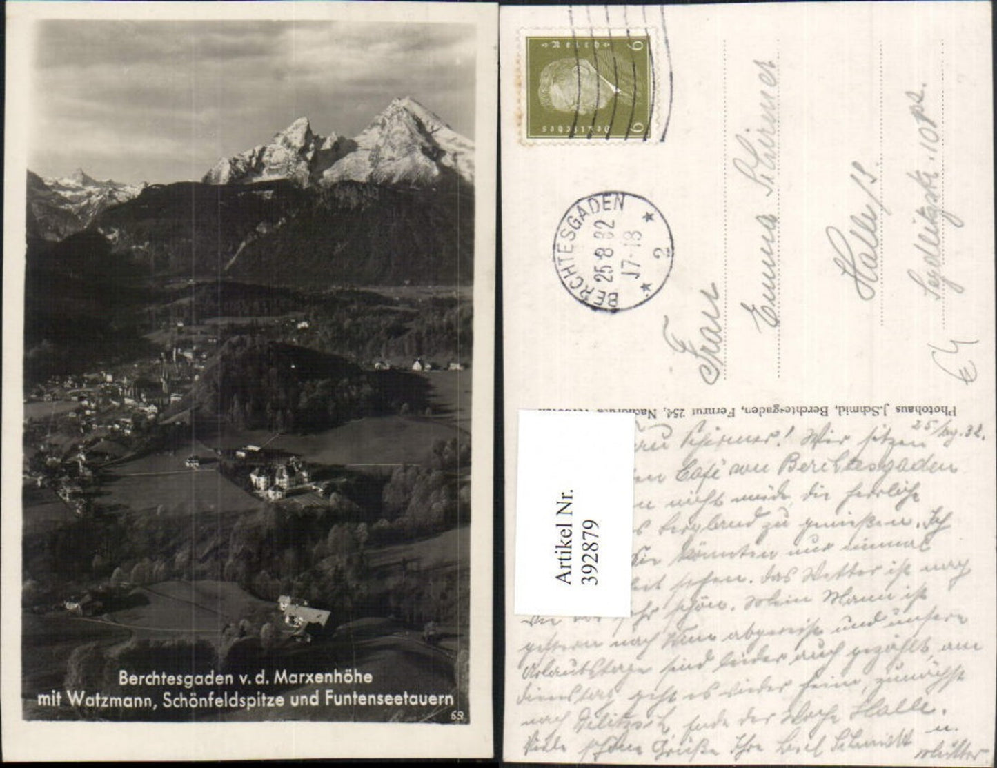 392879,Berchtesgaden Totale von d. Marxenhöhe m. Watzmann Bergkulisse