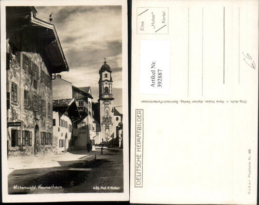 392887,Mittenwald Neunerhaus Gebäude Straßenansicht Kirche