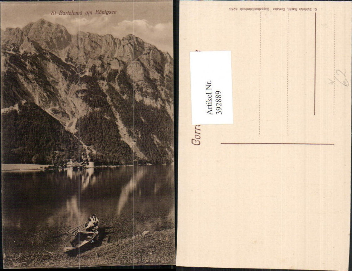 392889,St. Bartholomä b. Schönau am Königssee Ruderboot Bergkulisse