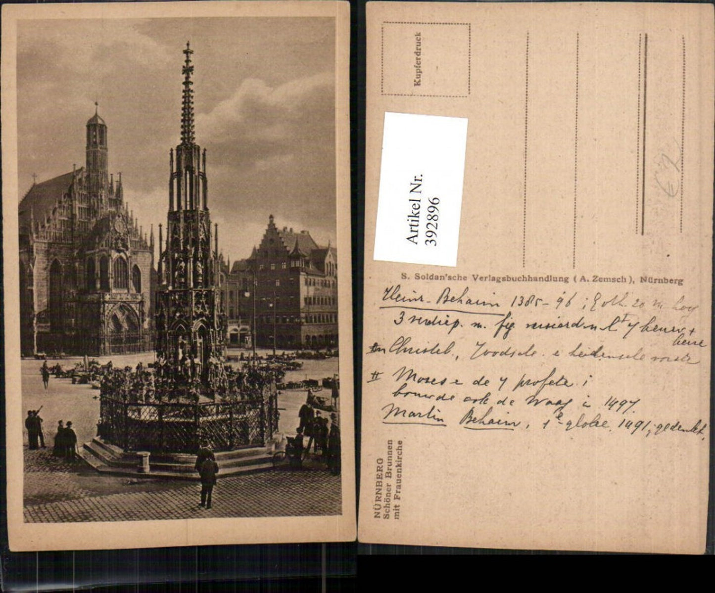 392896,Nürnberg Schöner Brunnen m. Frauenkirche Kirche