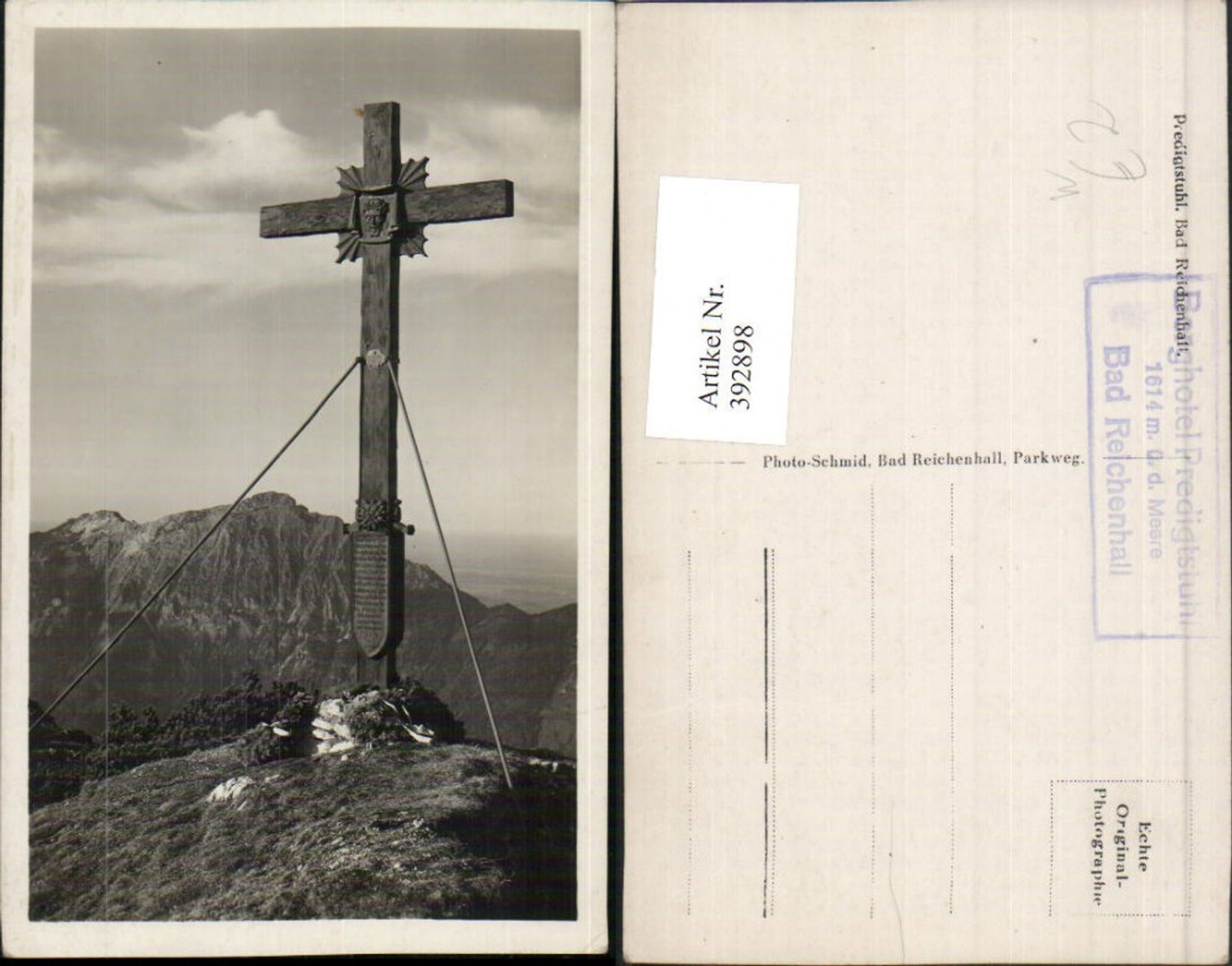 392898,Bad Reichenhall Predigtstuhl Gipfel Gipfelkreuz Bergkulisse